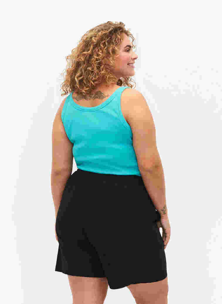 Løse shorts i bomullsmiks med lin, Black, Model image number 1