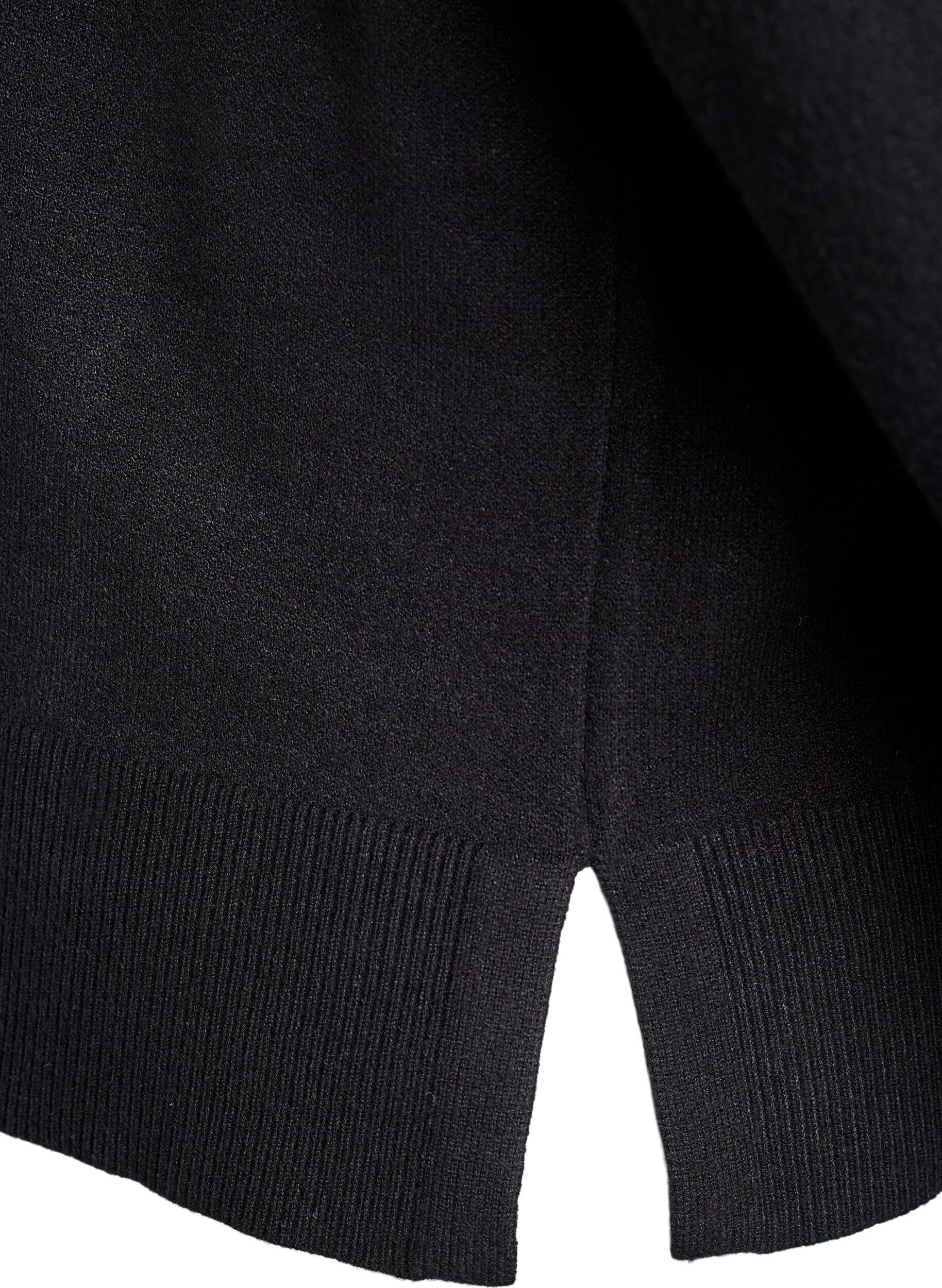 Zizzi Strikkebluse med h&oslash;y hals, Svart, Packshot image number 3