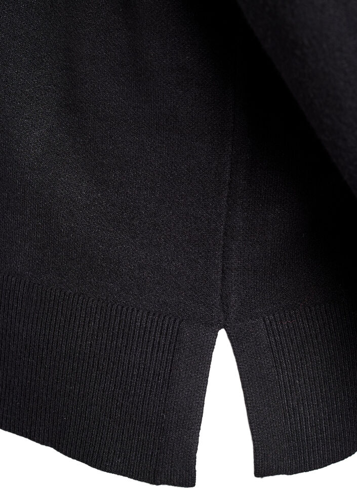 Strikkebluse med høy hals, Svart, Packshot image number 3
