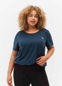 Melert trenings T-skjorte med rund hals, Night Sky Mel., Model