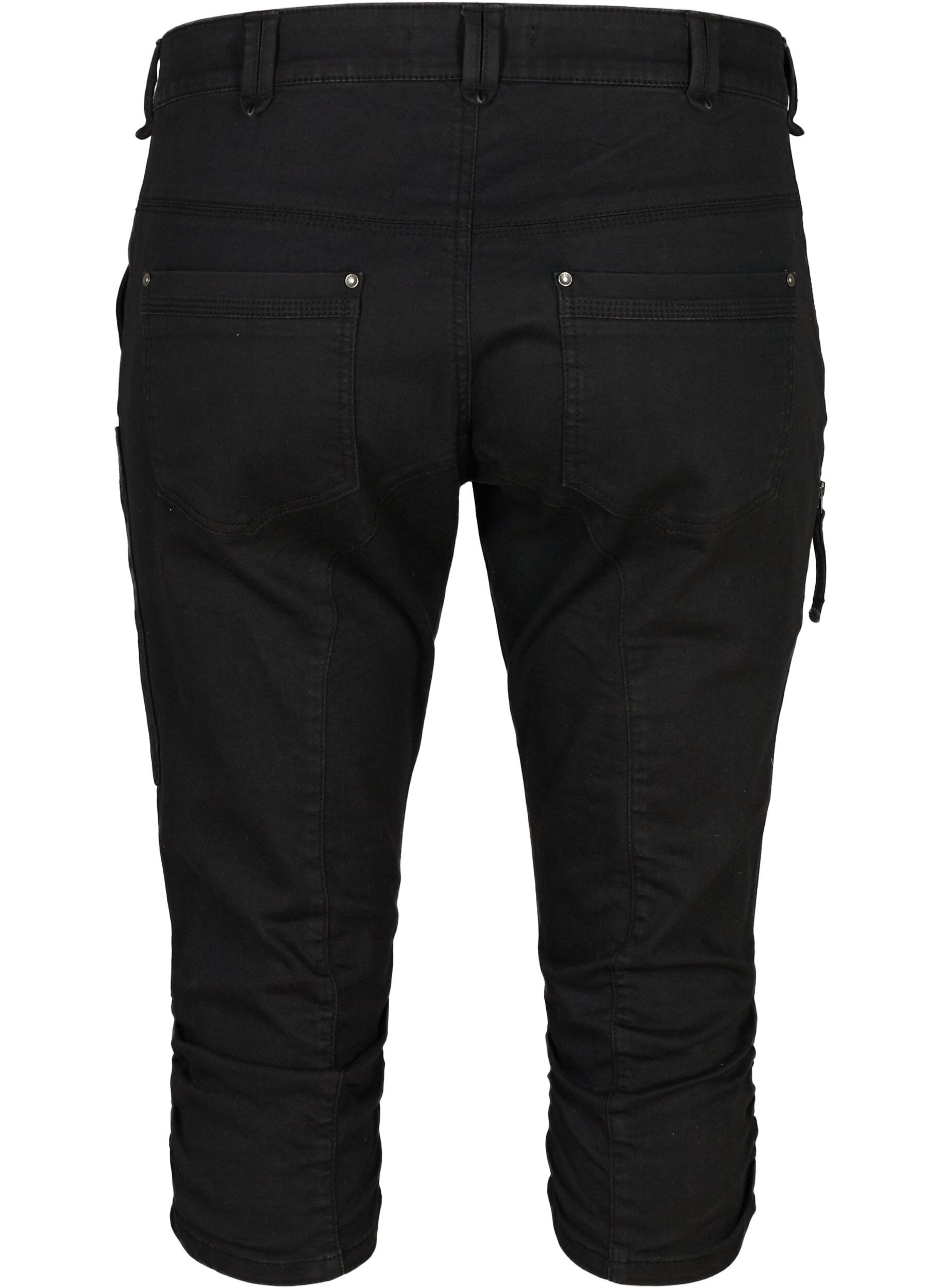 Zizzi Slim fit caprijeans med lommer, Svart, Packshot image number 1