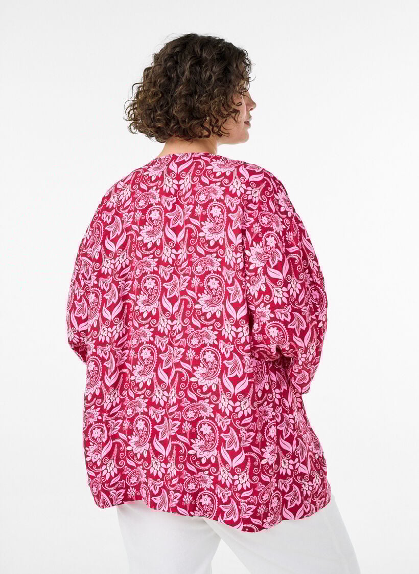 Kort viskose kimono med 3/4 ermer, Rosa, Model image number 2