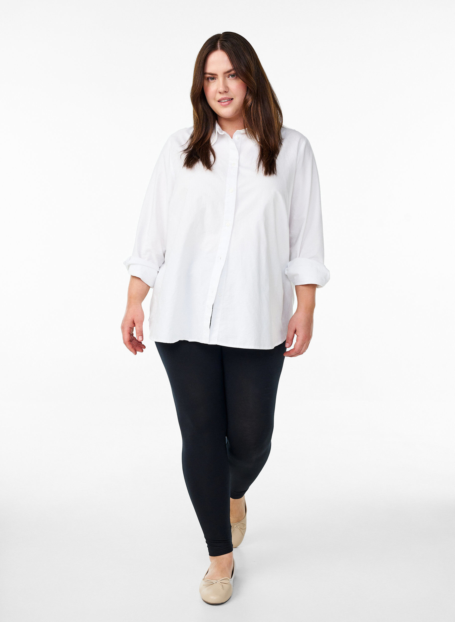 ZizziBasis leggings i viskose, Svart, Model image number 1