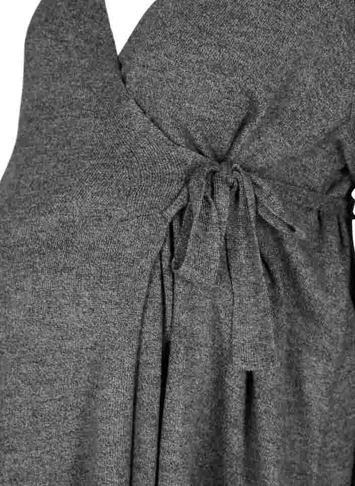 Melert strikkegenser med omslagseffekt til gravide, Medium Grey Melange, Packshot image number 2
