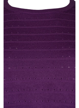 Strukturmønstret strikkegenser med rund hals, Amaranth Purple, Packshot image number 2