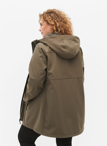 Kort softshell jakke med lommer, Bungee Cord , Model image number 1