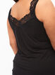 Viscose-topp med blondedetaljer, Svart, Model image number 3
