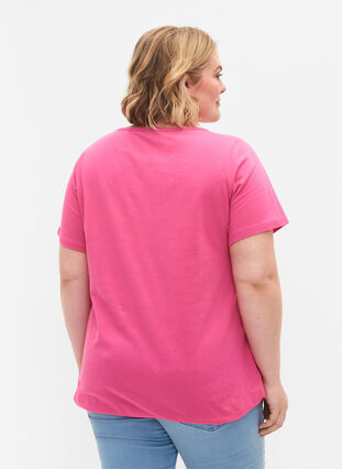 Kortermet T-skjorte i bomull, Shocking Pink, Model image number 1