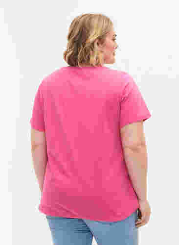 Kortermet T-skjorte i bomull, Shocking Pink, Model image number 1