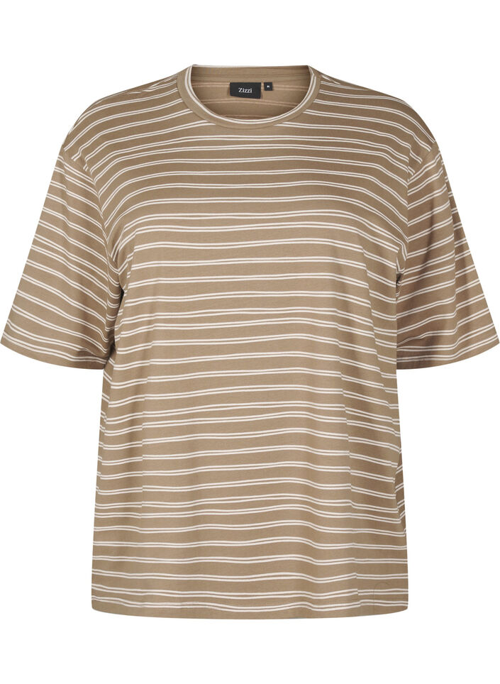 Stripete T-skjorte, Brun, Packshot image number 0