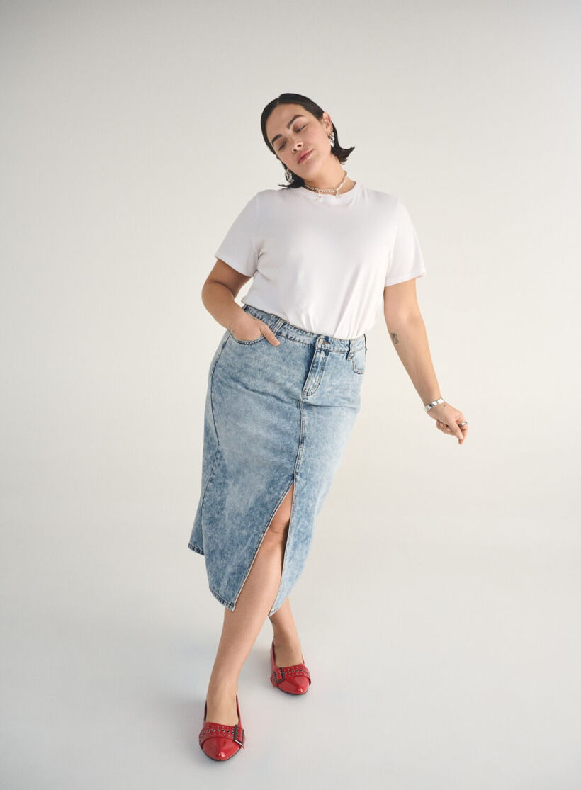 Maxi denim nederdel, , Model