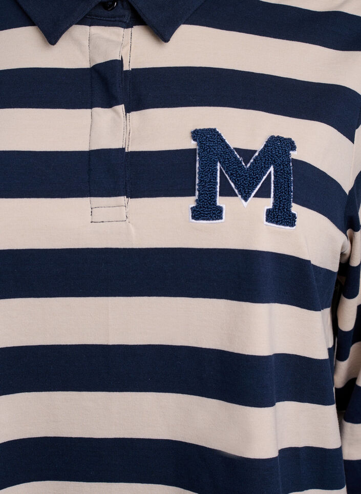 Stripete poloskjorte med frottédetaljer, Birch w. Navy, Packshot