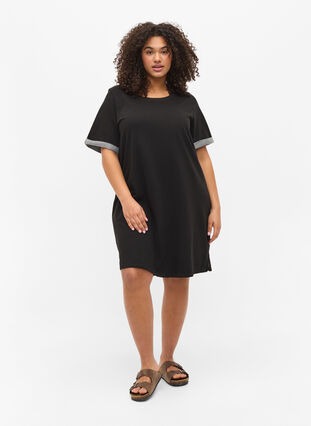 Løs kjole med korte ermer, Black, Model image number 2