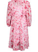 Chiffonkjole med blomsterprint, volanger og lange ermer, Rosa, Packshot image number 1