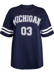 Sporty oversized college T-skjorte, Navy Blazer w. PRINT