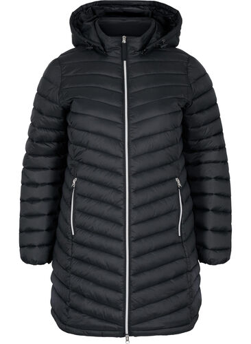 Lettvektsjakke med avtagbar hette og lommer, Black, Packshot image number 0