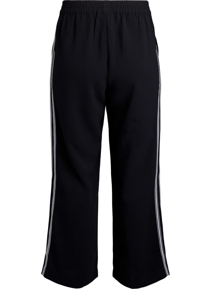 Straight fit bukser med stripedetaljer, Svart, Packshot image number 1