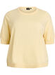 Finstrikket bluse med korte ermer, Gul, Packshot image number 0
