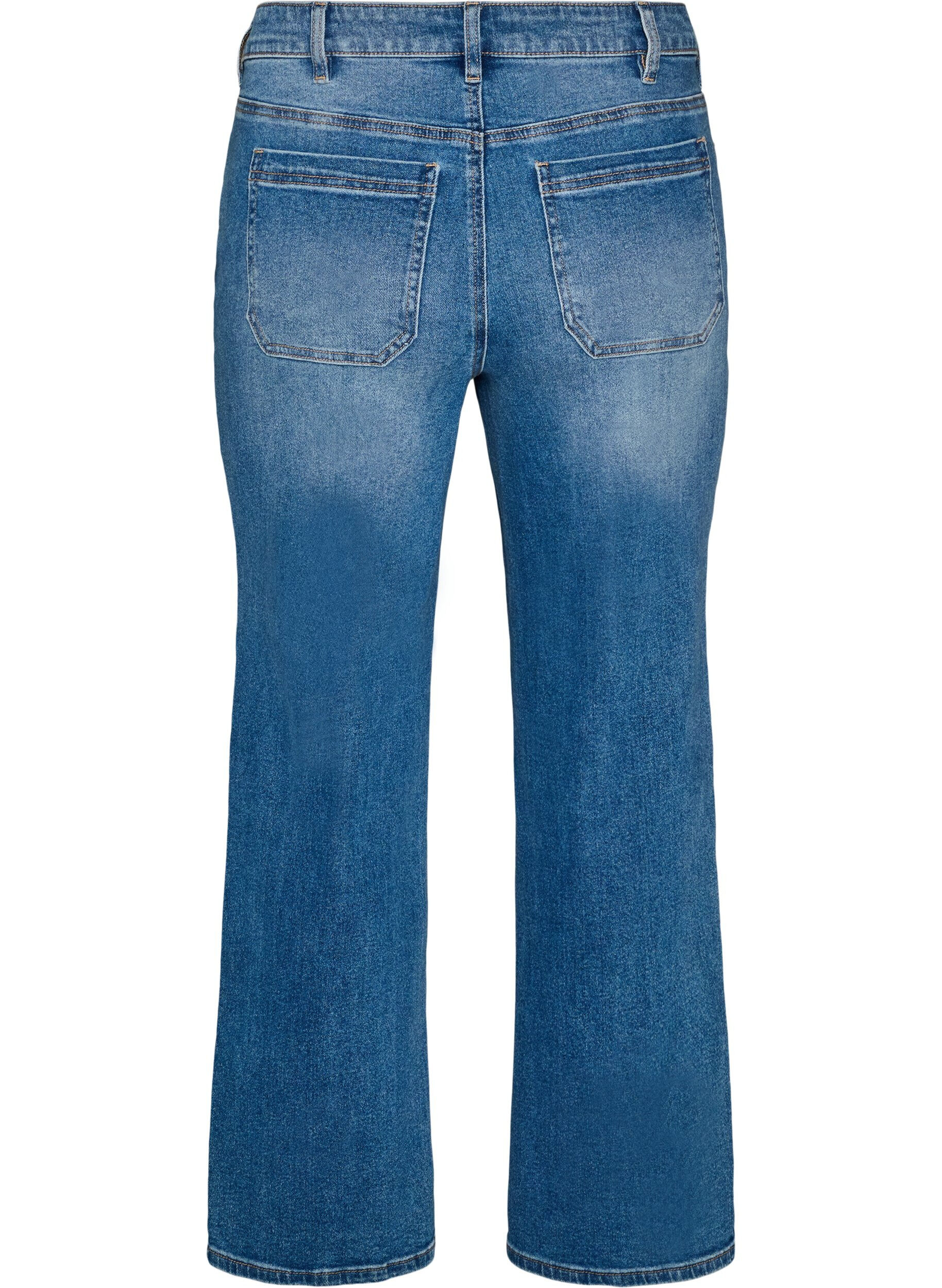 ZizziStraight jeans med et lett slitt utseende, Bl&aring;, Packshot image number 1