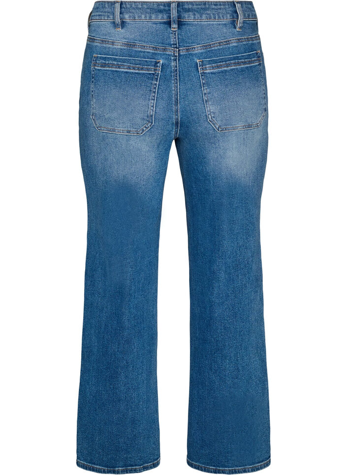 Straight jeans med et lett slitt utseende, Bl&aring;, Packshot image number 1