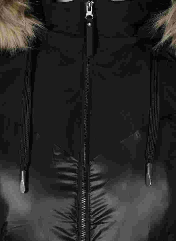 Vinterjakke med avtagbar hette, Black, Packshot image number 2