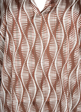 Bluse med mønster og 3/4-ermer , Brown Abstract AOP, Packshot image number 2