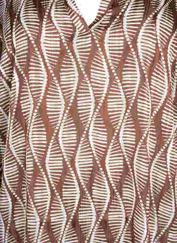 Bluse med mønster og 3/4-ermer, Brown Abstract AOP, Packshot image number 2