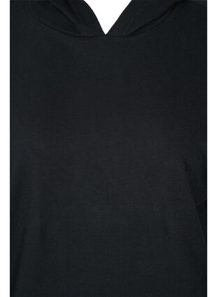 Hettegenser i bomull med high-low effekt, Black, Packshot image number 2