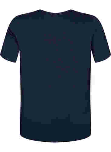 Bomulls T-skjorte med blondekant, Navy Blazer, Packshot image number 1