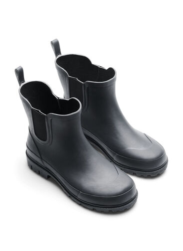 Korte gummistøvler med wide fit, Black/Black, Packshot image number 2