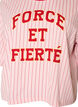 Boxy T-skjorte med striper og statement-trykk, Rosa, Packshot image number 2