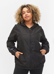 Treningsjakke med glidelås og refleks, Black, Model