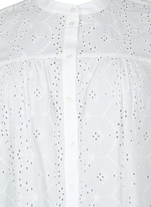Skjortekjole i bomull med engelsk broderi, Bright White, Packshot image number 2
