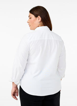 Zizzi Langermet bomullsskjorte, Bright White, Model image number 1