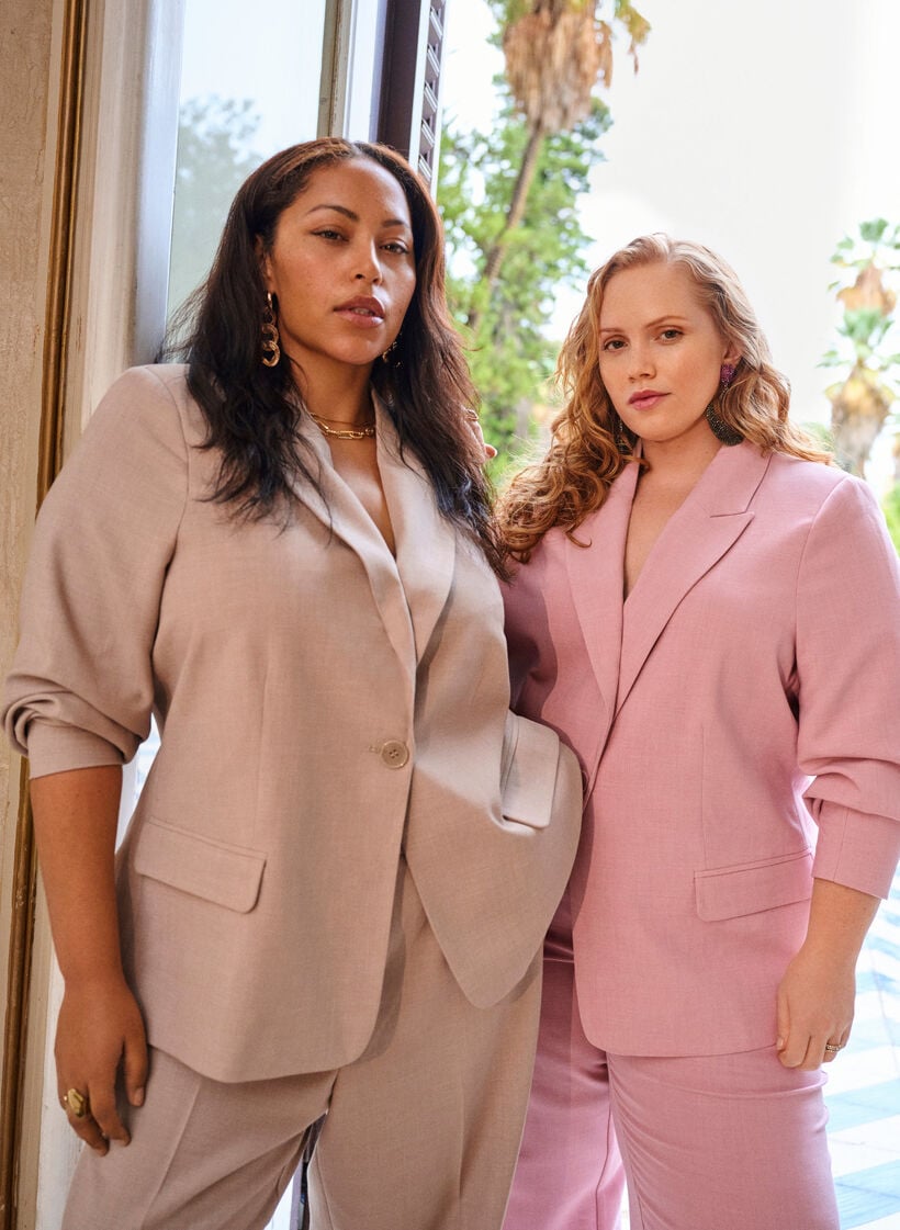 Klassisk blazer med enkel knappelukking og lommer, Rosa, Image image number 0