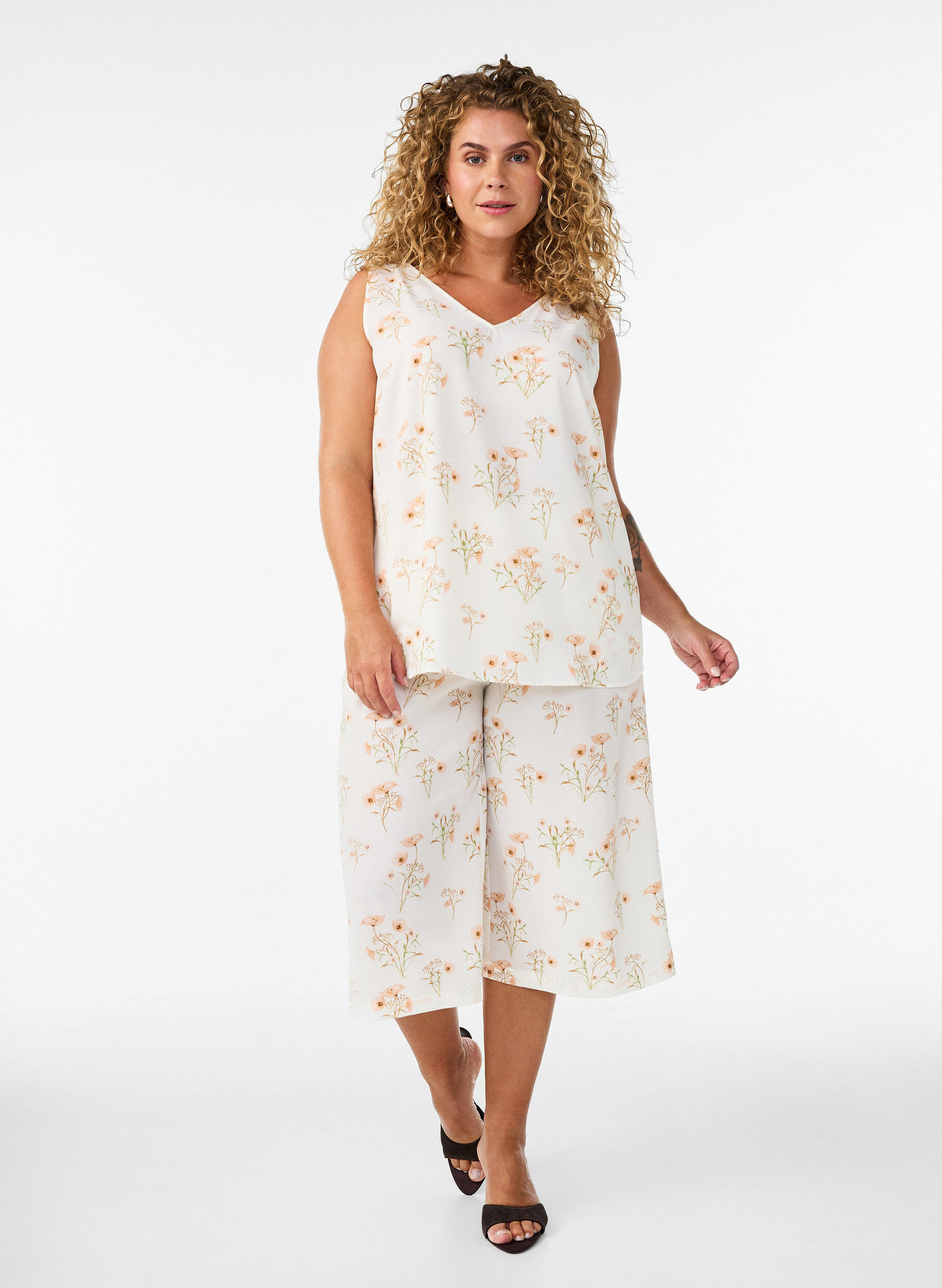 ZizziCulottebukser med m&oslash;nster, Vanilje, Model image number 0