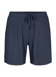 Shorts i viskosekvalitet med ribbestrikk og ledig passform, Umbre Blue