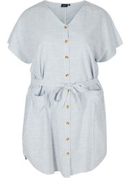 Stripete skjortekjole i bomull med lommer, Country Blue Stripe