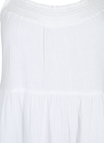 Ensfarget kjole med stropper i bomull, Bright White, Packshot image number 2