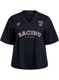 Oversized T-skjorte med Racing-trykk, Black w. Racing