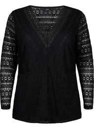 V-hals blondetopp med fôr, Black
