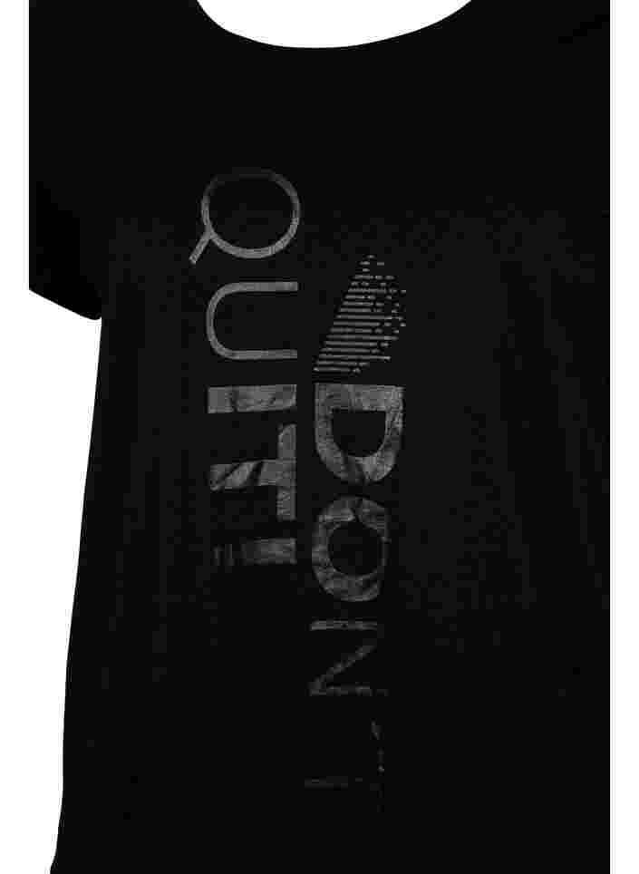 T-skjorte til trening med trykk, Black Don't Quit , Packshot image number 2