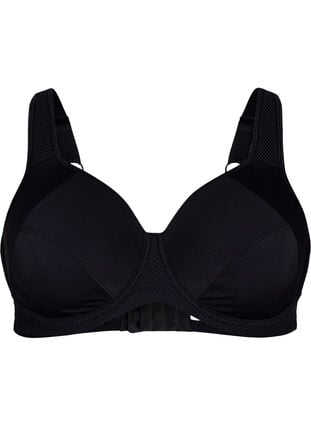Zizzi CORE, HIGH SUPPORT WIRE BRA - Sportsbh med bøyle, Black, Packshot image number 0
