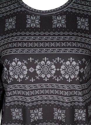 Mønstrete pysjamasgenser med lange ermer, Black AOP, Packshot image number 2