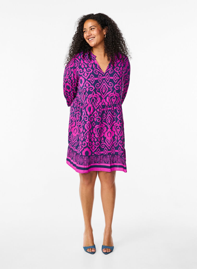 Kort kjole med trykk og a-form, Night Sky AOP, Model image number 2