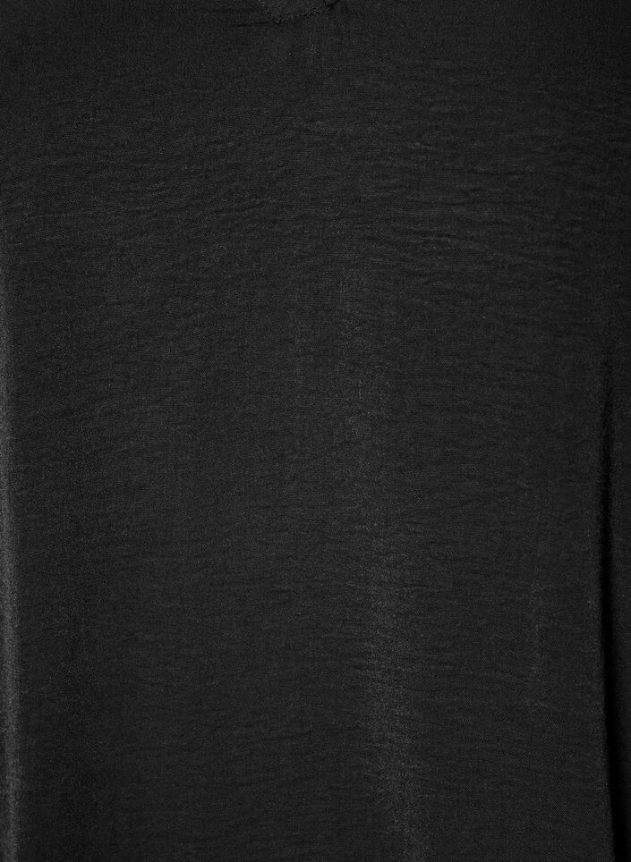 Bluse med ballongermer i blonder, Svart, Packshot image number 2