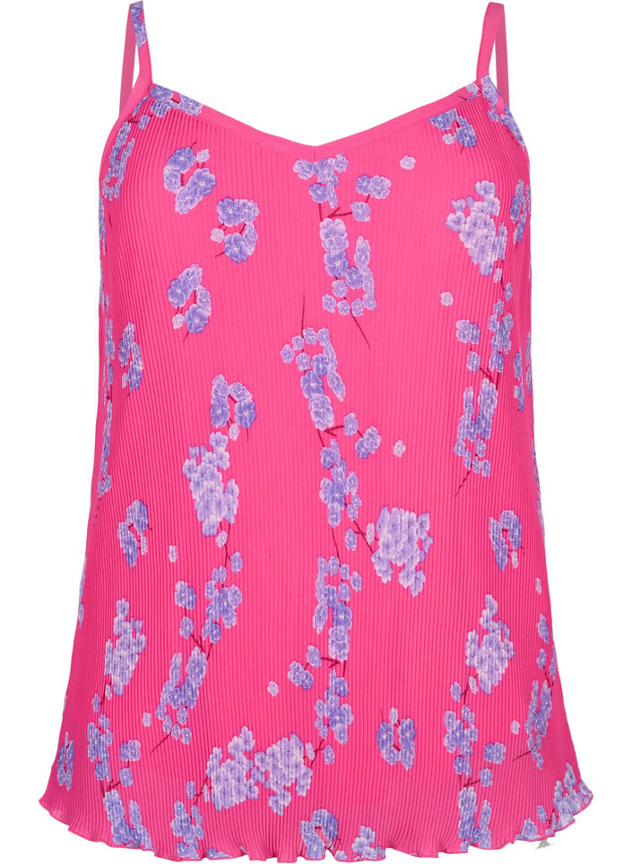 Ermel&oslash;s topp i pliss&eacute;, Beetroot Purple AOP, Packshot image number 0