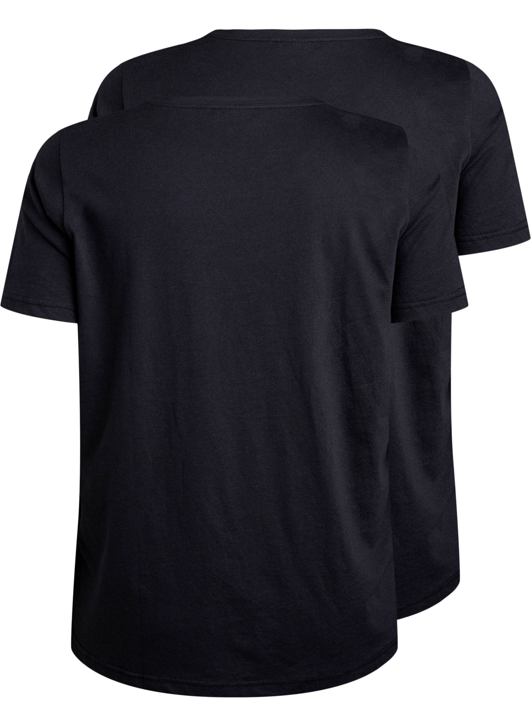 Zizzi FLASH - 2-pakk t-skjorter med crewneck, Black/Black, Packshot image number 1