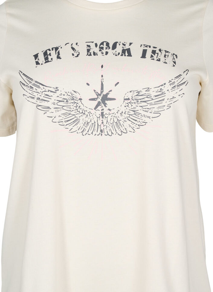 Økologisk bomulls-T-skjorte med trykk på forsiden, Vanilje, Packshot image number 2