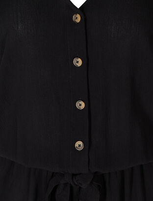 Viskosejumpsuit med knyting og V-hals, Black, Packshot image number 2